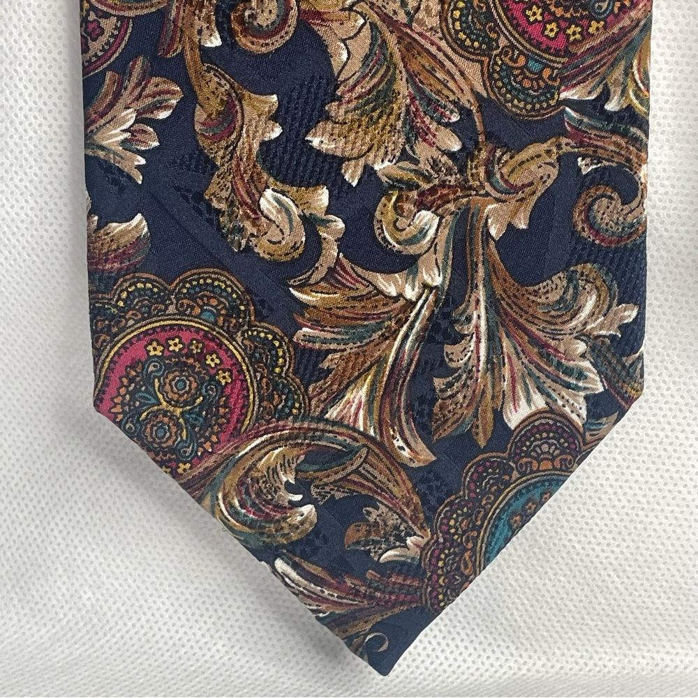 VTG Givenchy Monsieur Silk Tie Lot Navy Gold Paisley Red White Blue USA Neckties - Picture 6 of 16